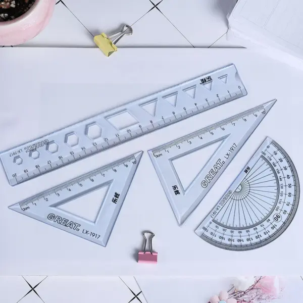 4-Piece Geometry Ruler Set for School Use - Image 4