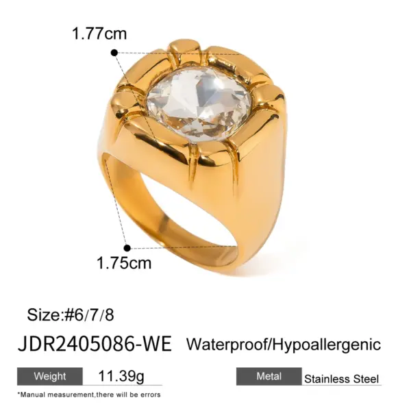 Colorful Cubic Zirconia Stainless Steel Ring - Image 10