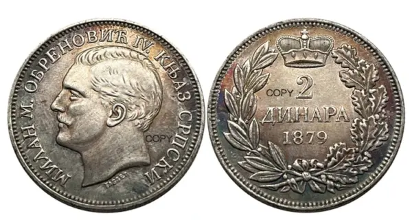 Serbia 1879 Silver Plated Commemorative Coin - Image 8