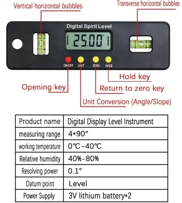 Digital Level Box Protractor with Magnetic Base - Image 5