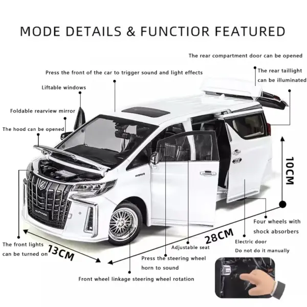 1:18 Alphard Alloy Pull-Back Car Model - Image 2