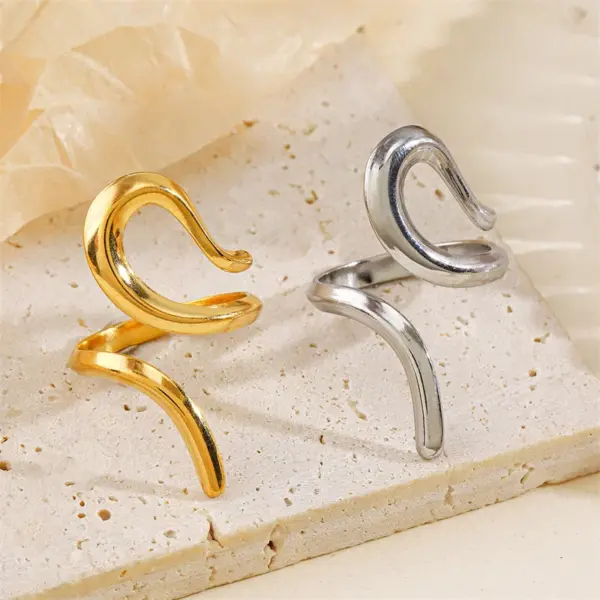 Geometric Adjustable Stainless Steel Rings Set - Image 5