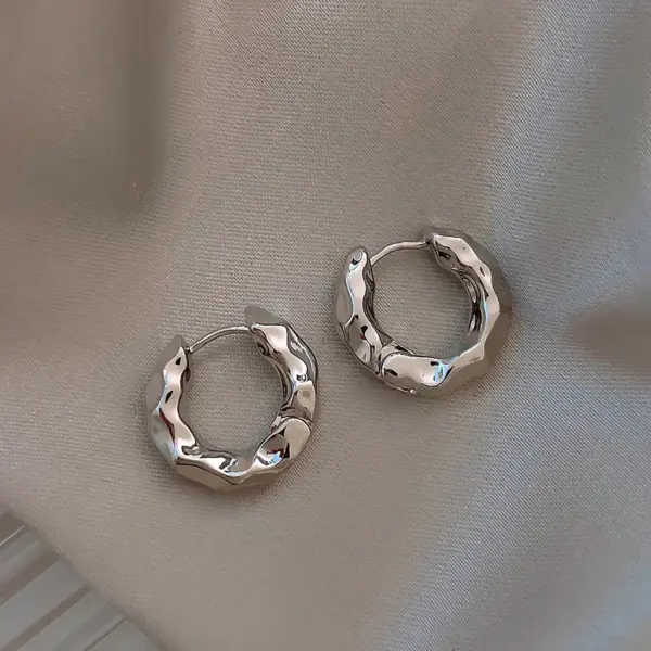Smooth Metal Chunky Hoop Earrings 72mm x 45mm - Image 16