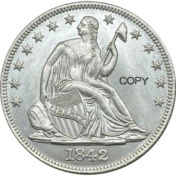 1842 Commemorative Half Coin Antique Replica - Image 3