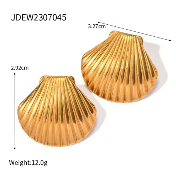 Textured Stainless Steel Stud Earrings for Summer - Image 15