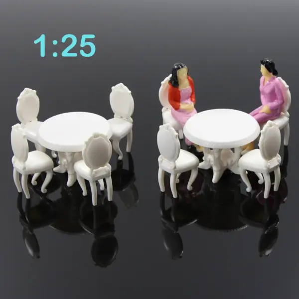 G Scale White Dining Table and Chair Set - Image 2