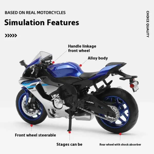 Yamaha YZF-R1 1:12 Scale Diecast Motorcycle Model - Image 3