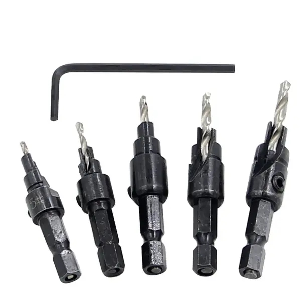 5pc Countersunk Drill Bit Set for Woodworking - Image 2