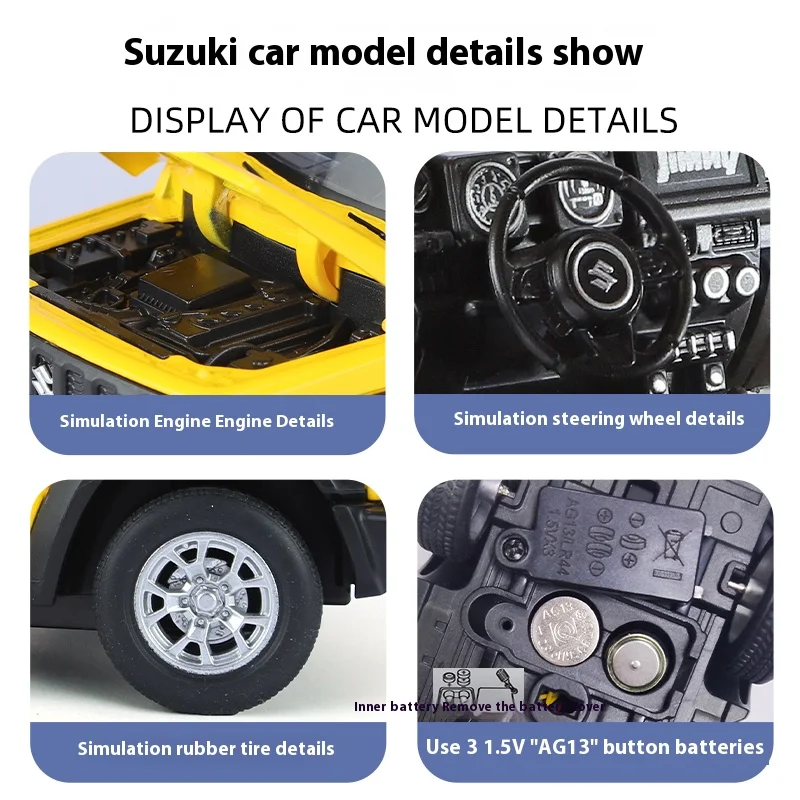 1:24 Suzuki Jimny Diecast Model SUV with Sound 4 1:24 Suzuki Jimny Diecast Model SUV with Sound - Image 4