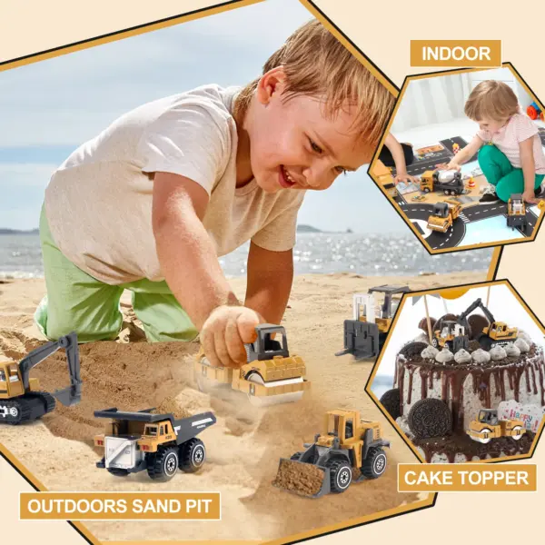 8pcs Alloy Construction Trucks Set with Accessories - Image 6