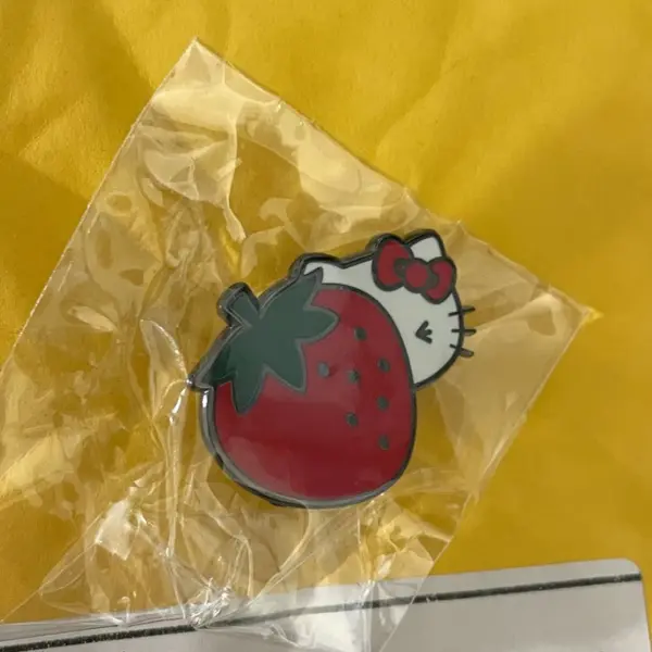 Strawberry Kitty Brooch Cute Enamel Pin - Image 3