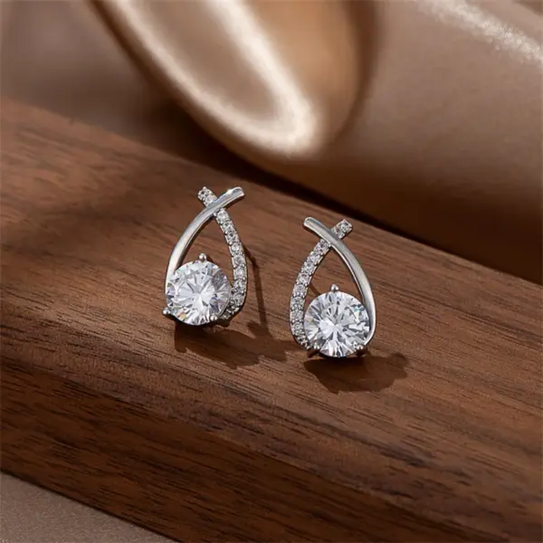 Elegant Cross Stud Earrings with Cubic Zirconia - Image 4