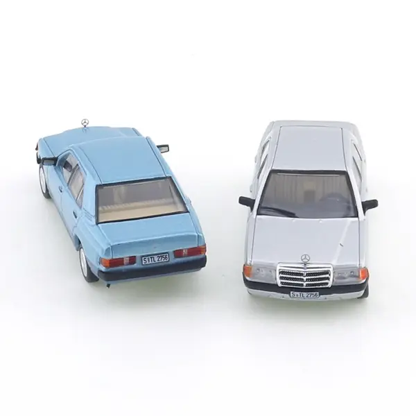 Benz 190E Blue Diecast Model Car 1:64 - Image 6