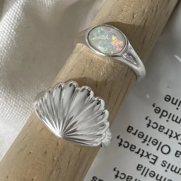 Elegant Shell Opal Stone Cuff Ring - Image 5