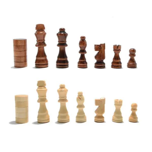 Portable Wooden 2 in 1 Chess Board Set - Image 3