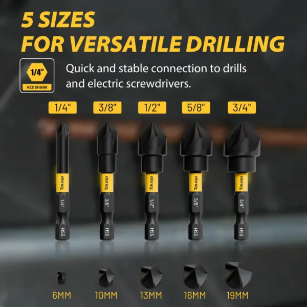 TOLESA 5-Piece Countersink Drill Bit Set - Image 4