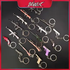 Chicken Dinner Game Keychain Set with P90 and AWM