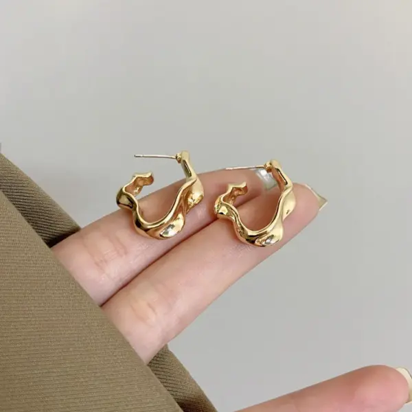 Geometric Metal Drop Earrings for Women - Image 3