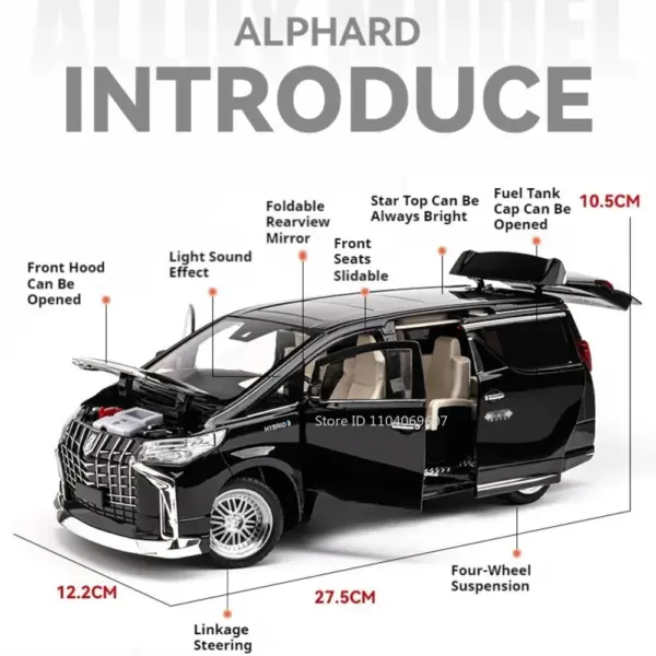 1:18 Scale Alphard Diecast Car Model with Sound - Image 2