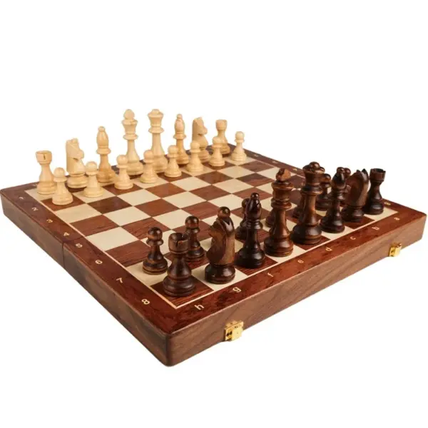 Solid Wood Chess Pieces with Folding Board - Image 6