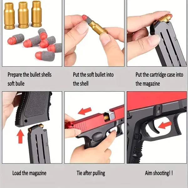 Shell Ejecting Foam Toy Gun with Bullets - Image 6