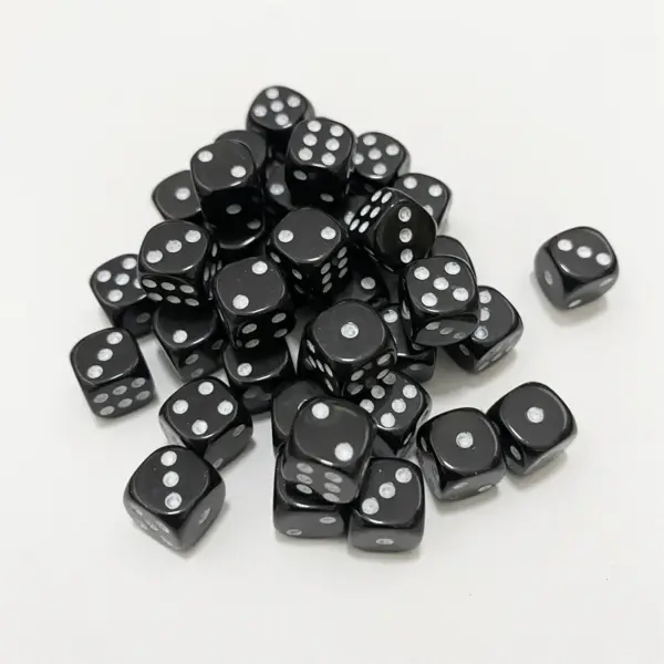 50 Pack 10mm Black and White Acrylic Dice - Image 10