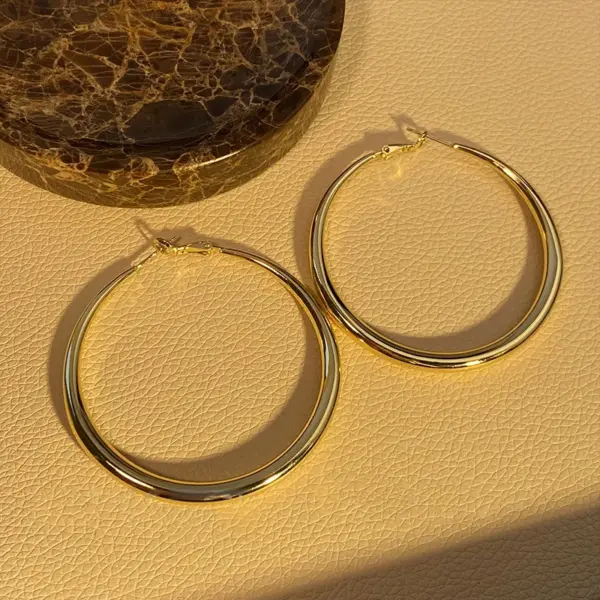 Big Round Stainless Steel Hoop Earrings - Image 7