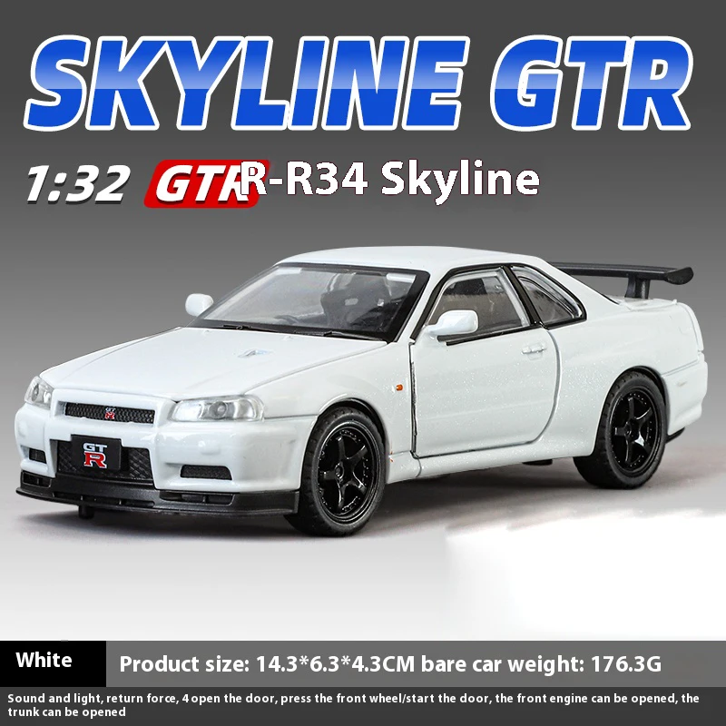 1:32 Diecast Nissan GTR R34 Alloy Model 14 1:32 Diecast Nissan GTR R34 Alloy Model - Image 14