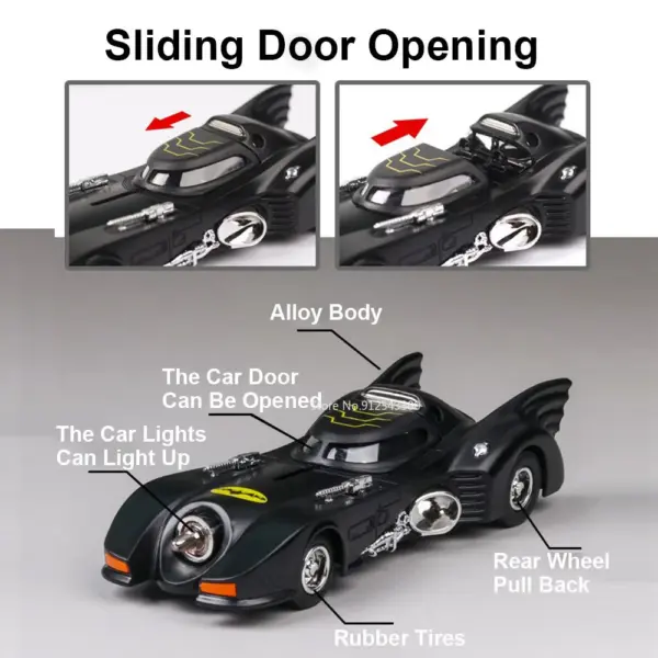 1/38 Batmobile Alloy Diecast Toy Car Model - Image 2