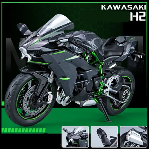 1/9 KAWASAKI H2R Alloy Motorcycle Model - Image 8