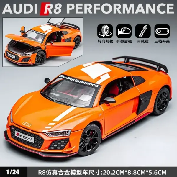1:24 Audi R8 V10 Diecast Metal Model Car - Image 11