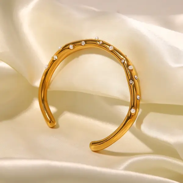 Stainless Steel Geometric Open Cuff Bracelet - Image 3