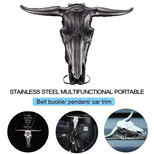 Stainless Steel Bull Head Pocket Tool Pendant - Image 2
