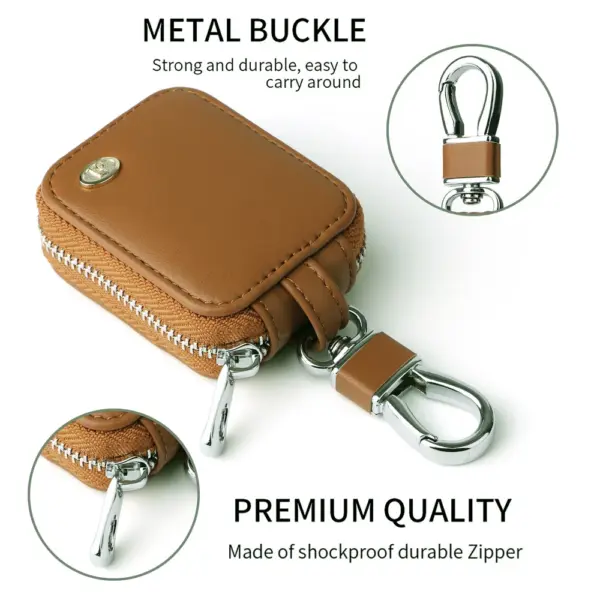 Universal Leather AirPods Case with Zipper - Image 2