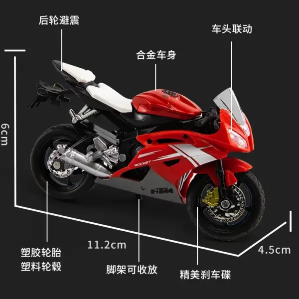 Yamaha R6 1:18 Diecast Motorcycle Model - Image 3