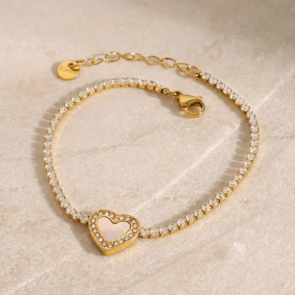 Heart-Shaped 18K Gold Zircon Bracelet - Image 5