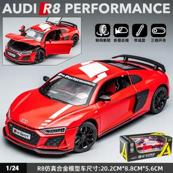 1:24 Audi R8 V10 Diecast Metal Model Car - Image 12