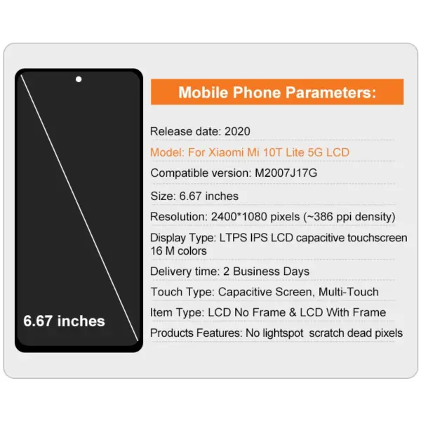 Xiaomi Mi 10T Lite LCD Touch Screen Assembly - Image 2