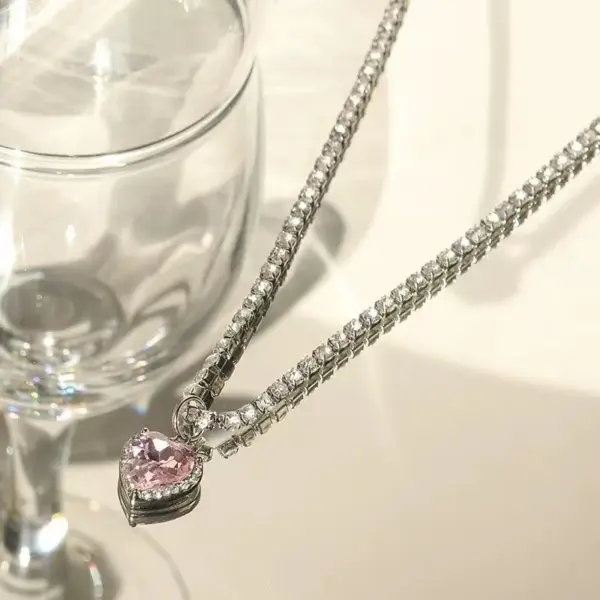 Pink Heart Pendant Necklace for Women - Image 5