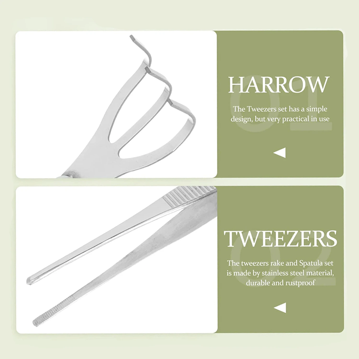 2-in-1 Stainless Steel Bonsai Rake and Tweezers 4 2-in-1 Stainless Steel Bonsai Rake and Tweezers - Image 4