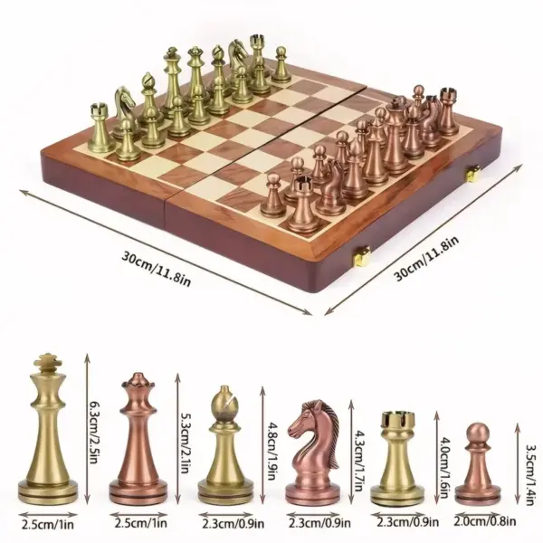 Antique Bronze Chess Set with Wooden Box - Image 2