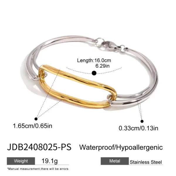 Geometric 18K Gold Stainless Steel Bangle - Image 7