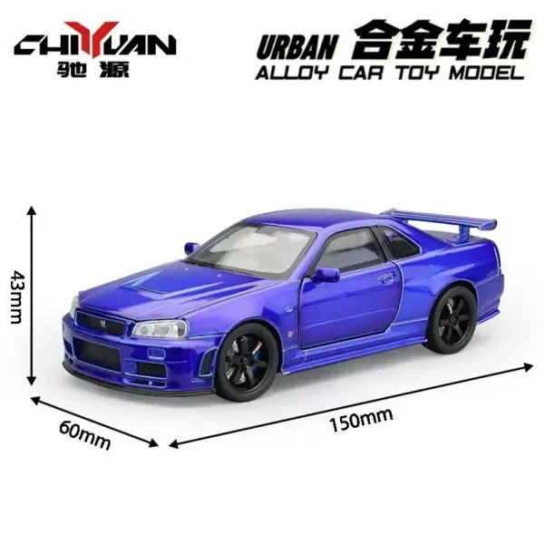 1:32 Nissan Skyline GTR R34 Diecast Model Car - Image 7