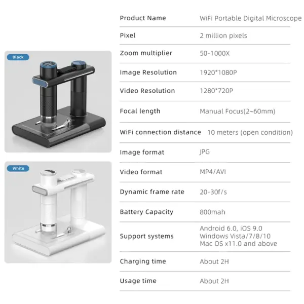 1200X Wireless Digital Microscope with Stand - Image 4