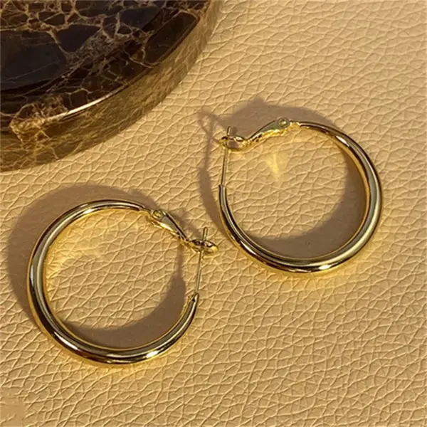 Big Round Stainless Steel Hoop Earrings - Image 9