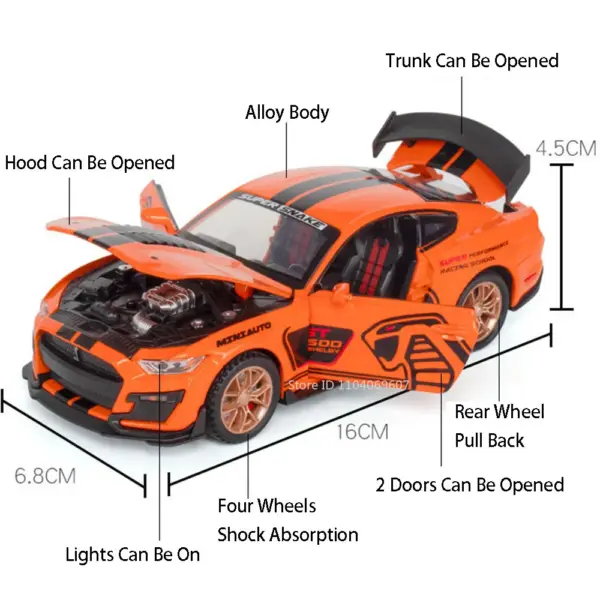 1:32 Mustang Shelby GT500 Diecast Model Car - Image 2