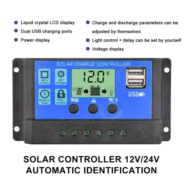 Solar Charge Controller 12V/24V 30A with USB - Image 4