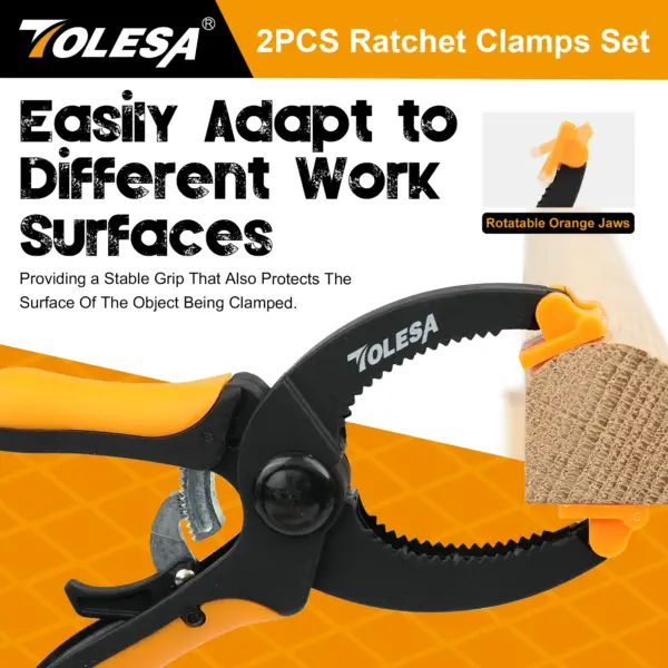 TOLESA 5-Inch Ratcheting Hand Clamps 2PCS - Image 3