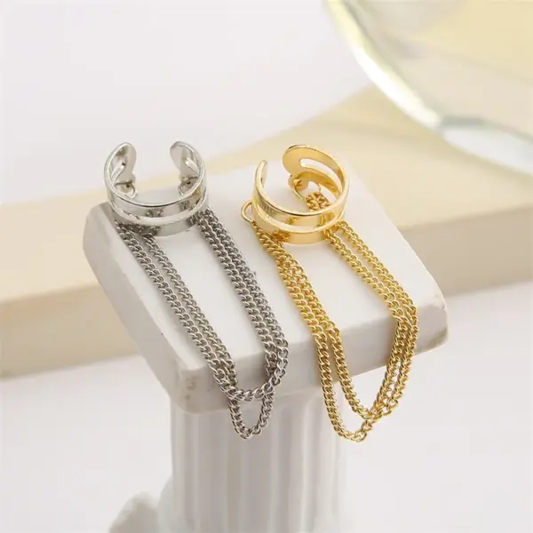 Long Tassel Ear Cuff Earrings Unisex Style - Image 2