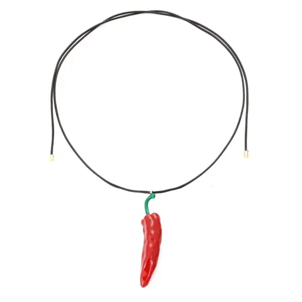 Bohemian Vintage Red Pepper Pendant Necklace - Image 3